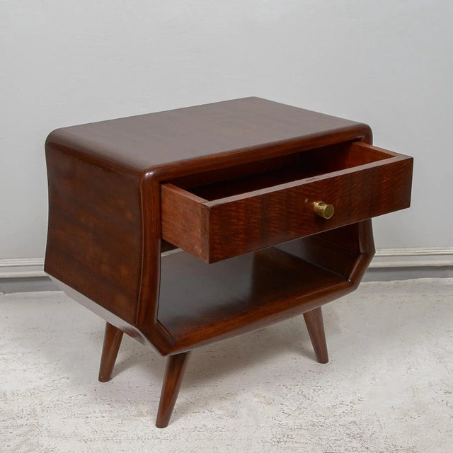Pair of Italian Mid-Century End Tables With Central Drawers For Sale - Image 4 of 10