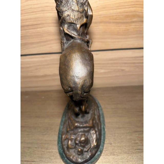 Rustic 1980s Bronze ‘End of the Trail’ Sculpture, Styled After Fraser.” For Sale - Image 3 of 12