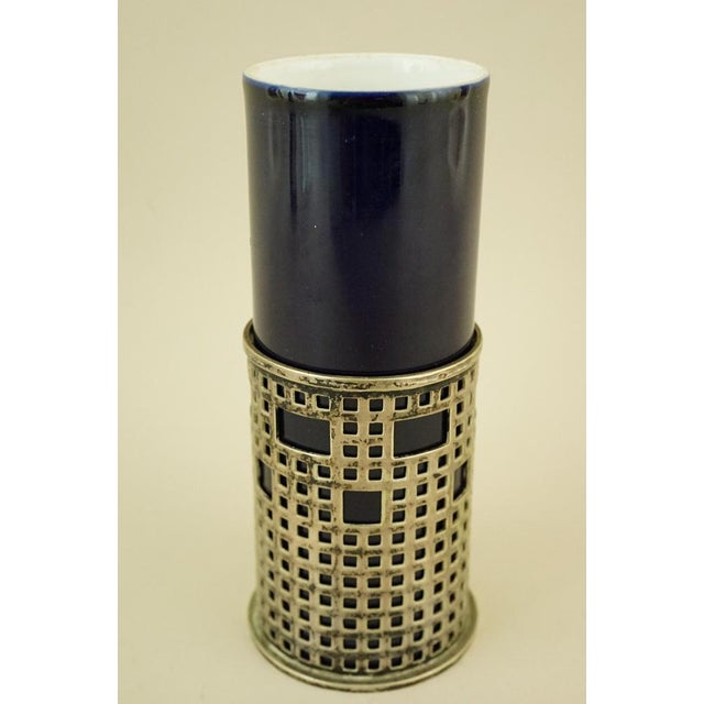 Art Deco Porcelain pen holder vase with silver metal stand EPS by Josef Hoffmann. Early 1900s - Austria For Sale - Image 4 of 18