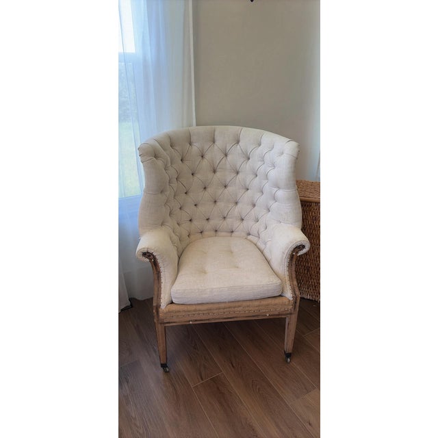 Set of 2 Restoration Hardware Tufted Deconstructed Wingback Chairs For Sale - Image 9 of 10
