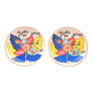 Late 20th Century Tobacco Leaf Porcelain Plates - a Pair