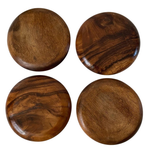 Late 20th Century VTG Acacia Wood 10” Dinner Plates. Set of 10 For Sale - Image 5 of 10