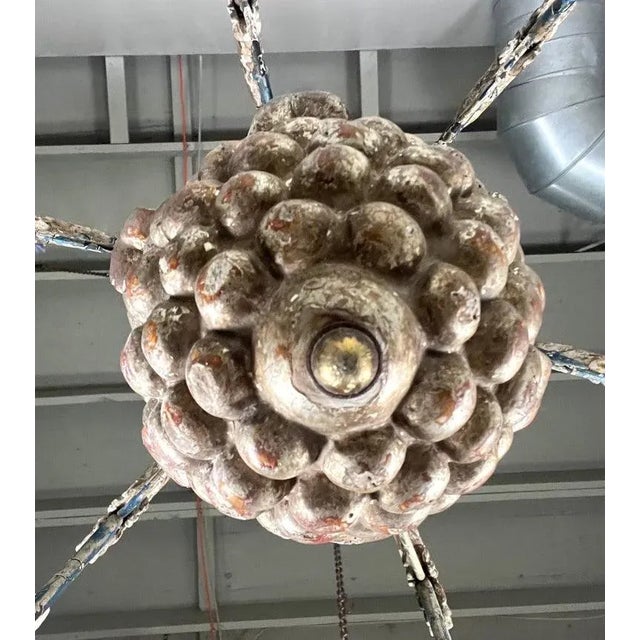 Timothy Corrigan Baroque Chandelier, Silver Leaf & Wood, Usa For Sale - Image 12 of 12