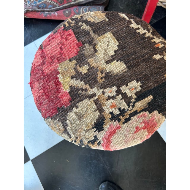 Boho Chic Kilim Stool For Sale - Image 3 of 6