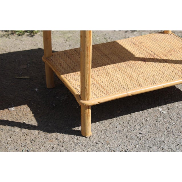 1950s Italia Bamboo Bedside Table with Drawer and Shelf, 1950 For Sale - Image 5 of 7