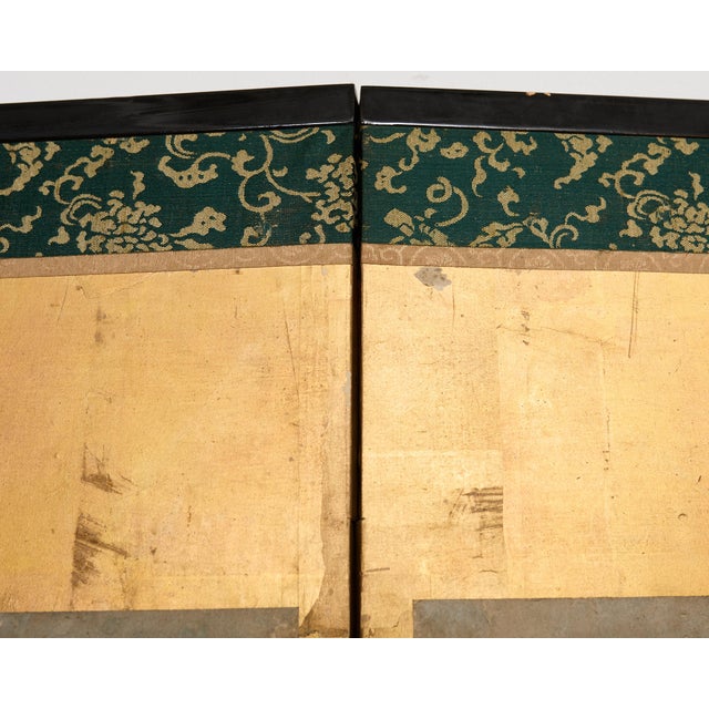 Gold Fifty-Four Scenes from The Tale of Genji Six Panel Screens - a Pair For Sale - Image 8 of 18