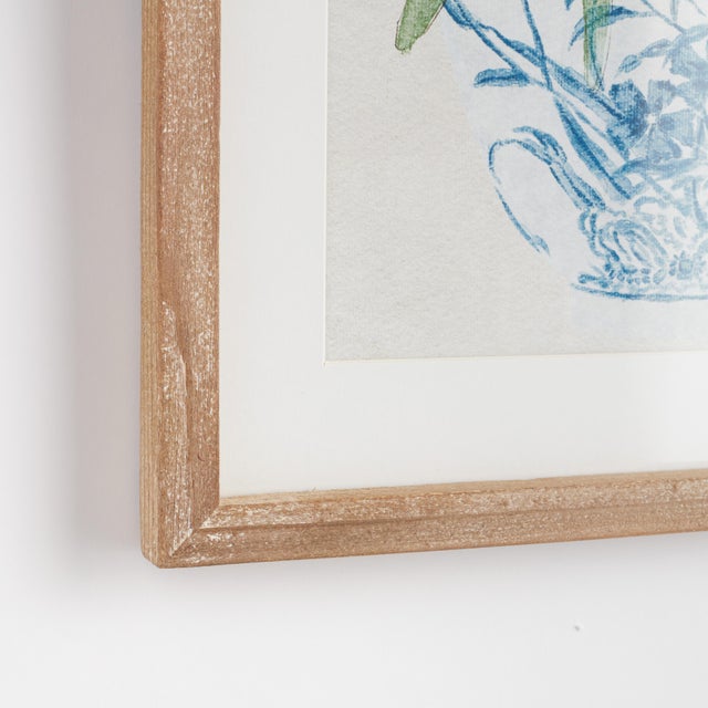 This pair of whimsical potted phalaenopsis in blue chinoiserie is a charming pair. Impressive in scale, and finished off...