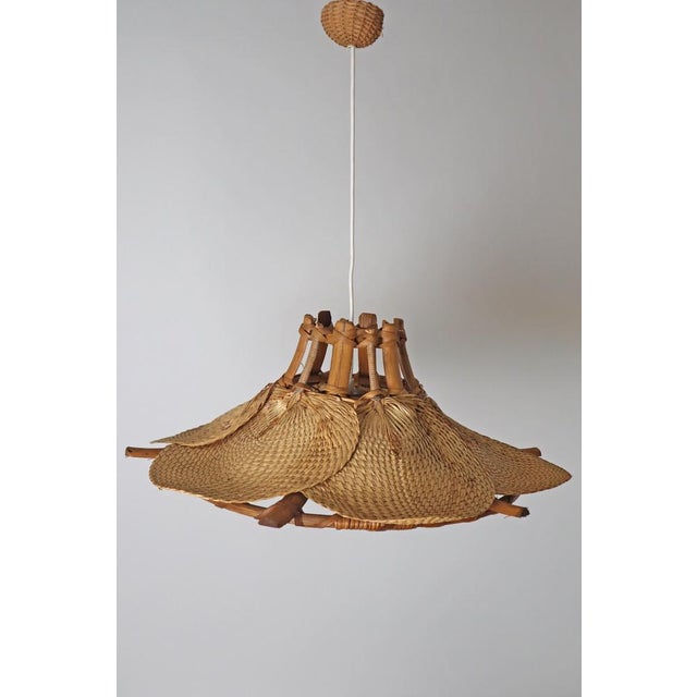 Mid-Century Bamboo Fan Lamp in the style of Ingo Maurer, 1970s For Sale - Image 12 of 12