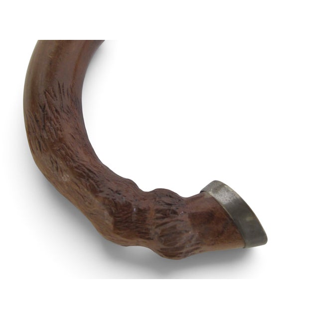 Stylized Deer Hoof Carved Wood Crook Handle Walking Stick Cane For Sale In Portland, OR - Image 6 of 9