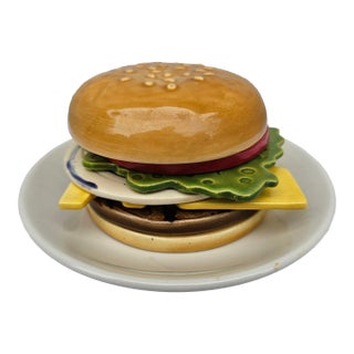 Vintage Ceramic Hamburger Coaster Set With Saucer - 8 pcs For Sale