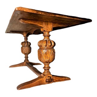 Early 20th Century Antique Spanish Revival Solid Oak Library Table For Sale