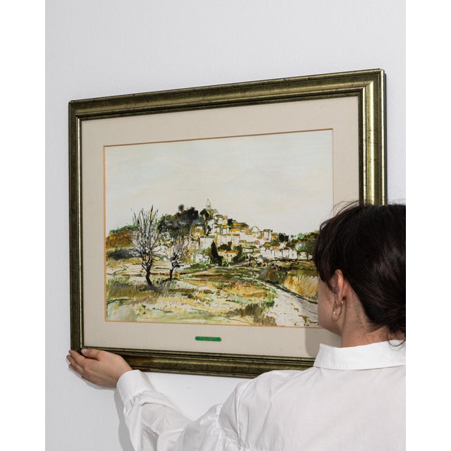 This 1930s painting from France is a painting, housed in a wood and glass frame. Its form follows honest, well-...