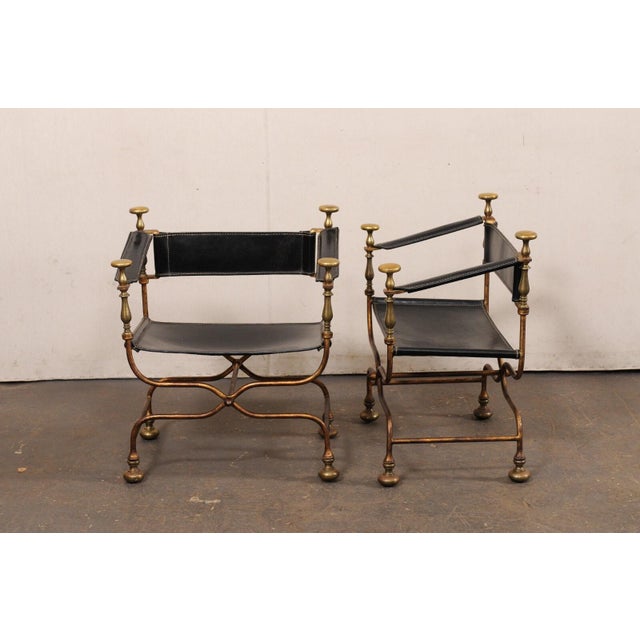 Mid 20th Century Mid 20th Century Curule Savonarola Chairs from Italy - A Pair For Sale - Image 5 of 11