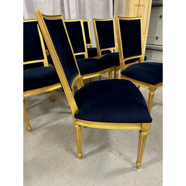 21st Century Louis XVI Style Gold Gilded Ethan Allen Chairs, Set of 8 For Sale In West Palm - Image 6 of 16