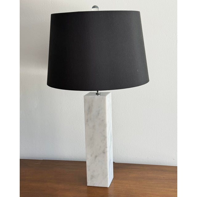 Contemporary Von Nessen White Marble Block Table Lamp For Sale - Image 3 of 6