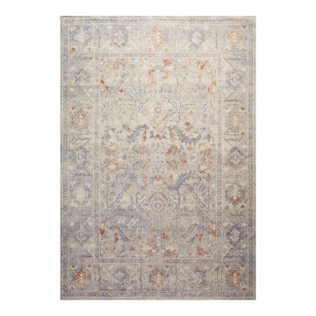 Chris Loves Julia x Loloi Rosemarie Oatmeal / Lavender 18" x 18" Sample Rug For Sale