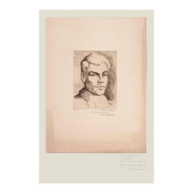 Halman Hagelstam, Portrait of Pierre Guastalla, Etching, 1926 For Sale