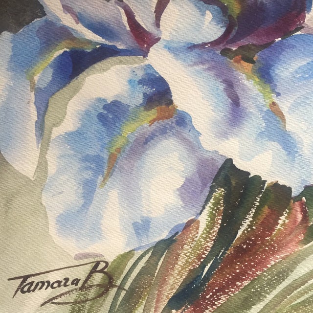 Contemporary Vintage Original Watercolor Floral Painting For Sale - Image 3 of 6