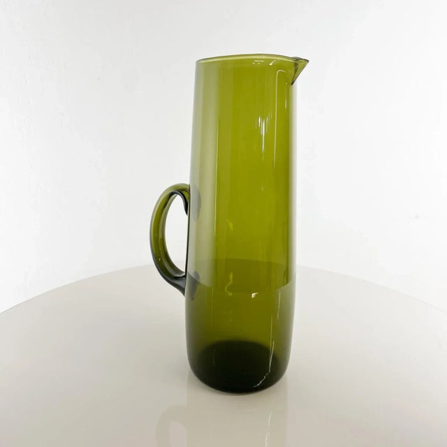 Green 1950s Finland Green Glass Pitcher by Erkki Vesanto Iittala For Sale - Image 8 of 13