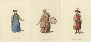 William Alexander, Traditional Mongolian Attire, 1814, Engravings on Paper, Set of 3