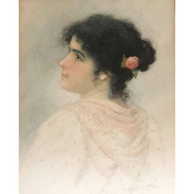 Victorian Early 20th Century Portrait of a Young Beauty - Eugen Von Blaas For Sale - Image 3 of 9