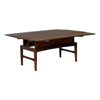 Teak Extendable Rectangular Coffee Table With Two Leaves Vintage Mid-Century Modern 1960s For Sale