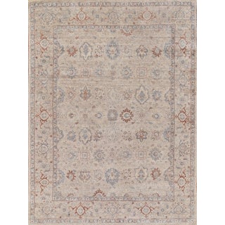 Exquisite Rugs Harper Hand-Knotted New Zealand Wool Beige/Blue Rug-8'X10' For Sale