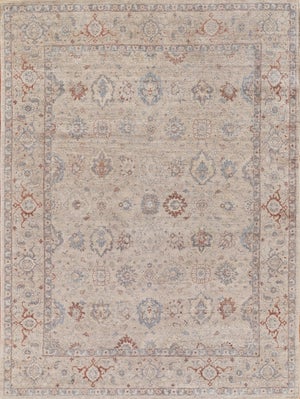 Exquisite Rugs Harper Hand-Knotted New Zealand Wool Beige/Blue Rug-8'X10'