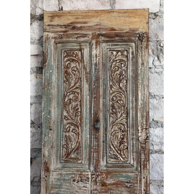 Distressed Carved Door – Rustic Barn Door Statement Décor 80x26.5 For Sale - Image 4 of 5