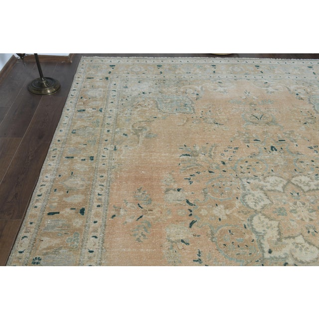 1970s Vintage Persian Handmade Wool Cotton Orange Area Rug For Sale In San Francisco - Image 6 of 11