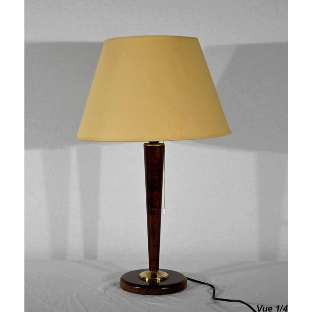 Mahogany and Brass Table Lamp in the style Mazda, 1950s For Sale - Image 11 of 18