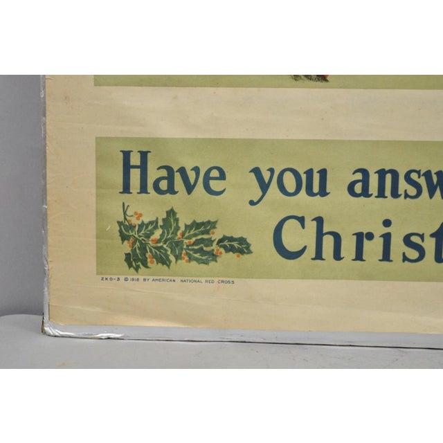 Green Original Vintage 1918 Wwi Harrison Fisher Poster Red Cross Christmas Roll Call For Sale - Image 8 of 16