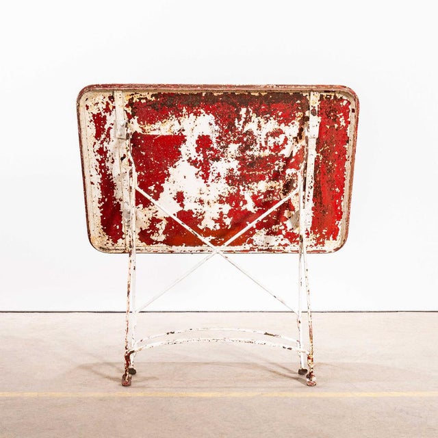 Red Vintage French Rectangular Metal Folding Dining Table, 1950s For Sale - Image 8 of 9