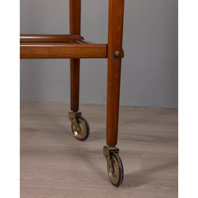 Brown Vintage Italian Wood and Glass Food Trolley, 1960s For Sale - Image 8 of 10