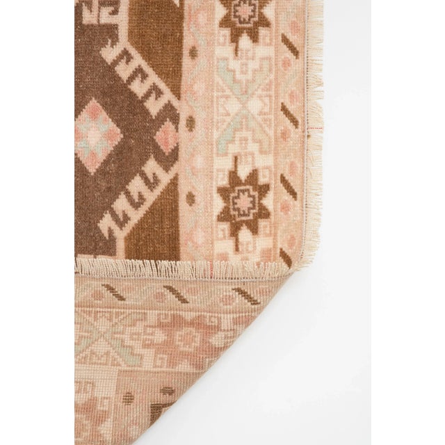 Vintage Turkish Oushak Hand-Knotted Runner 4'5'' X 9'8'' For Sale - Image 9 of 11