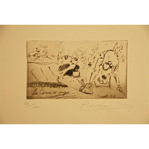 Anselmo Bucci, La Couvèe en Campagne, Etchingi, 1917 For Sale