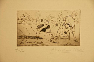 Anselmo Bucci, La Couvèe en Campagne, Etchingi, 1917