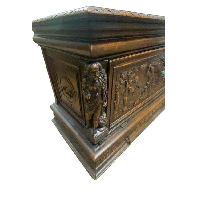 Italian Renaissance Carved Walnut Buffet Trunk, 1830s For Sale - Image 13 of 17