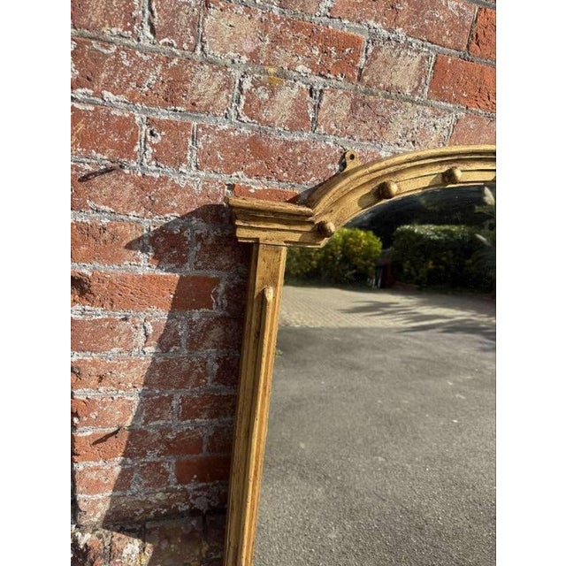 19th Century Large Antique English Arched Top Gilt Overmantle Mirror, 1800s For Sale - Image 5 of 7