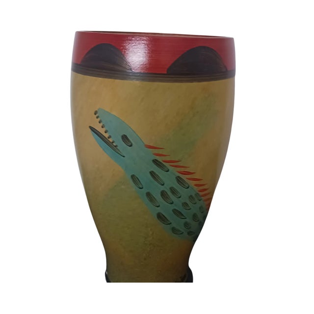 Ulrica Hydman-Vallien 1990s Kosta Boda Ulrica Hydman-Vallien Nevada Series Hand Painted Vase, Signed For Sale - Image 4 of 11