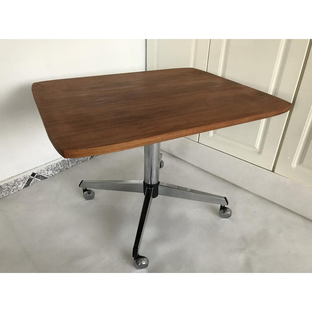 Coffee Table with a Chrome Base and Wheels, 1970s For Sale - Image 4 of 18