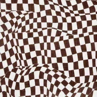 Schumacher X David Kaihoi Loose Check Panel Fabric in Brown - 4 Panels For Sale