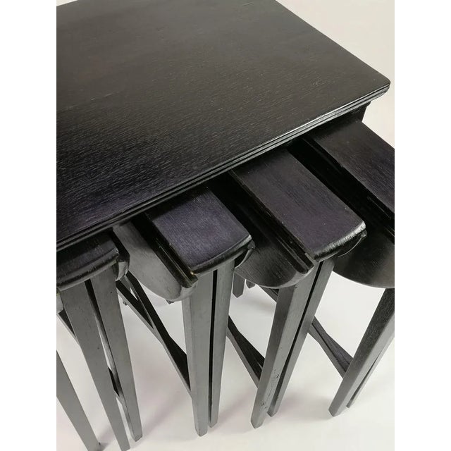 Openable Nesting Tables from Mundus, Vienna, 1910s, Set of 5 For Sale - Image 3 of 14