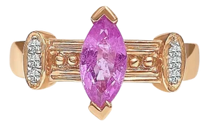 Marquise Cut Pink Sapphire in 14k Rose Gold Retro Style Ring