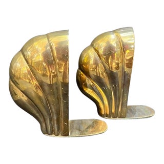 Frederick Cooper Extra-Large Brass Shell Bookends For Sale