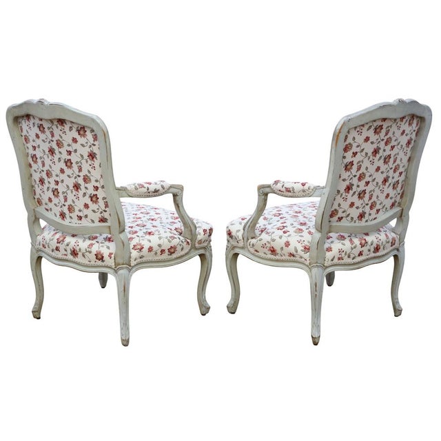 1900 - 1909 Antique French Painted Armchairs, 1900, Set of 2 For Sale - Image 5 of 11