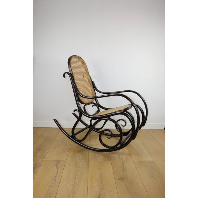 Brown Rocking Chair on Runners, 1970s For Sale - Image 9 of 12