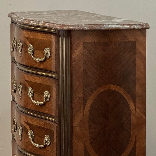 19th Century French Louis XIV Style Marquetry Marble Top Commode For Sale - Image 13 of 18