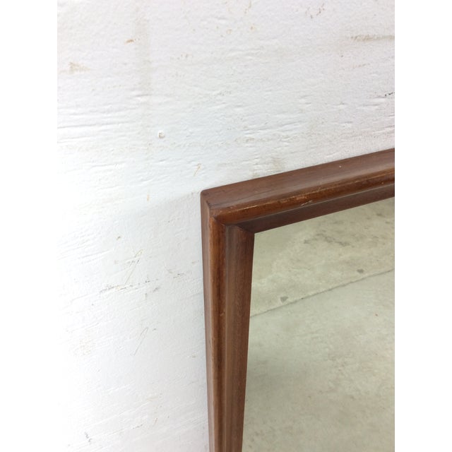 Wood Mid Century Modern Long Rectangular Wall Mirror With Walnut Frame For Sale - Image 7 of 17
