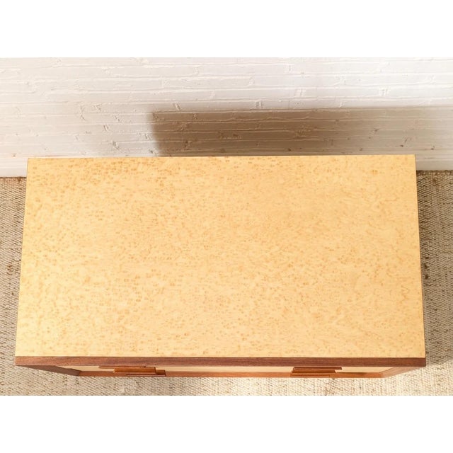 Mid-Century Modern Mid 20th Century Birdseye Maple Lowboy Three-Drawer Dresser For Sale - Image 3 of 12